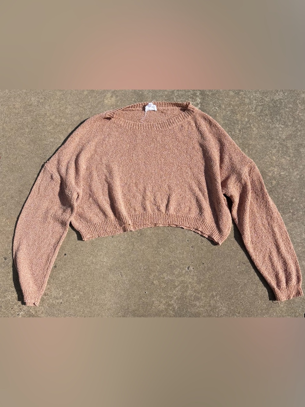 Le Lis Cropped Crewneck Sweater in Blush Peach